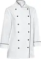 Поварской китель Jobeline Premium Chef женский, Черно-белый, размер 46, 100% мерсеризованный хлопковый твил, 175 г/м², стирка при 95°C, профессиональный легкий силуэт