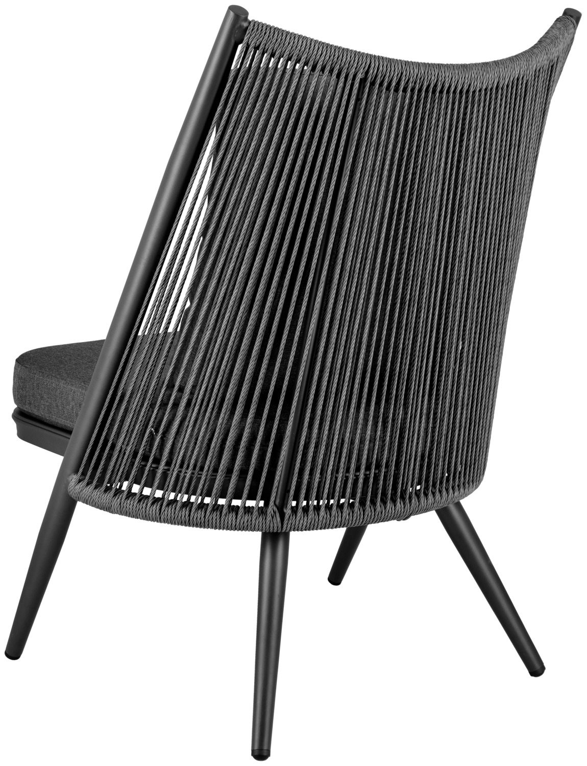 Scaun Lounge Exterior VEGA Isola, Cadru Aluminiu Vopsit Electrostatic, Impletitura din Sfoara de Plastic, Perne Olefin Rezistente la Intemperii Incluse, Demontabile si Lavabile la 30 °C, 65x73x94 cm