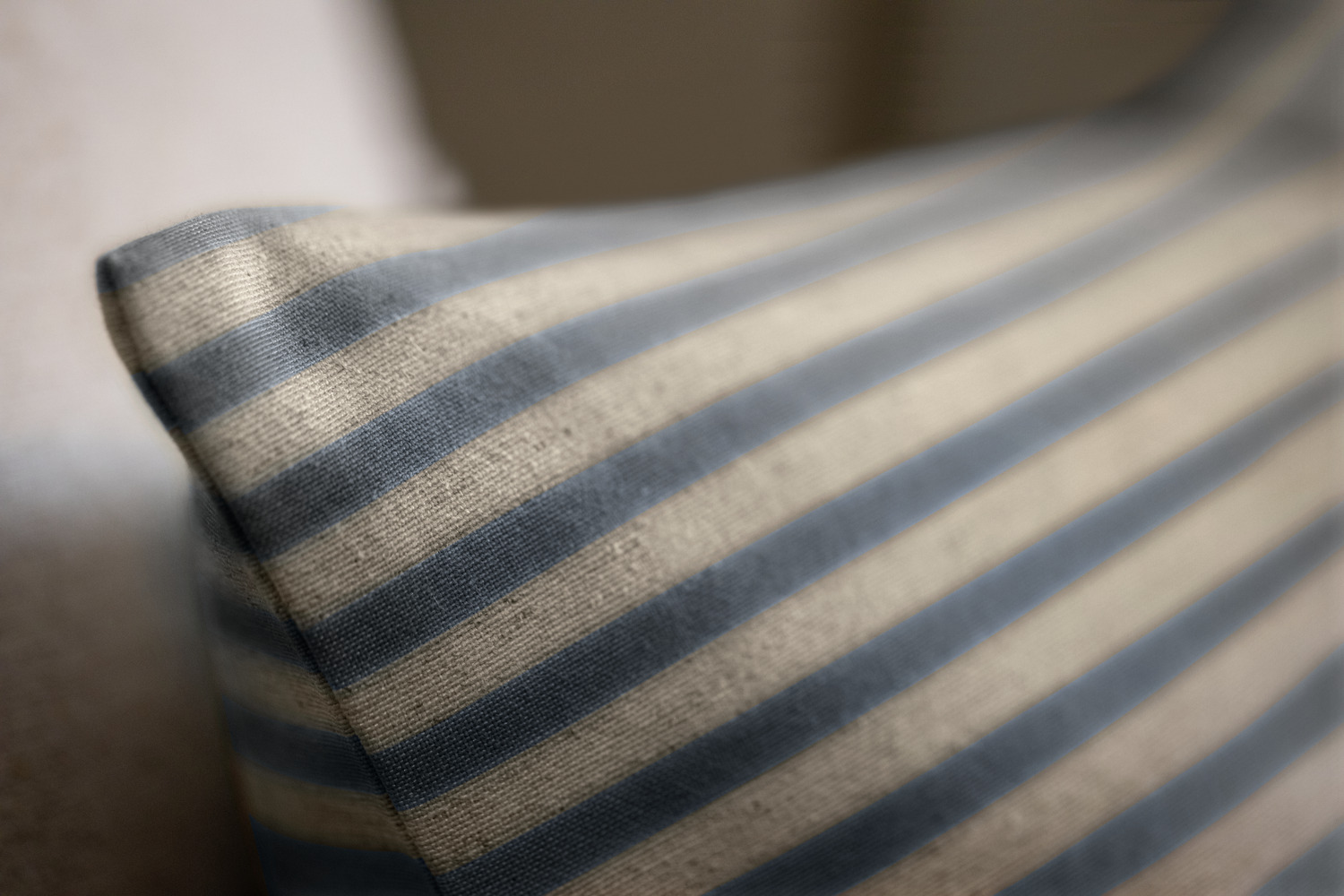 ERWIN M. LUSINI Eda striped Decorative Cushion Cover, 40x40 cm, Blue/Beige, Cotton Blend with Linen, Zip Closure, OEKO-TEX Standard 100