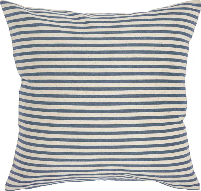 ERWIN M. LUSINI Eda striped Decorative Cushion Cover, 40x40 cm, Blue/Beige, Cotton Blend with Linen, Zip Closure, OEKO-TEX Standard 100