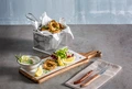 VEGA Prescot Rectangular Serving Board, Acacia Wood, Brown, 34 x 19.5 x 1.5 cm, Food Safe with Hanging Handle