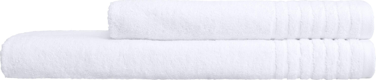 Set de 2 prosoape de dus ERWIN M. Olymp, 100% bumbac, 70 x 140 cm, Alb, Terry absorbant Walkfrottier, OEKO-TEX Standard 100, 550 g/m²