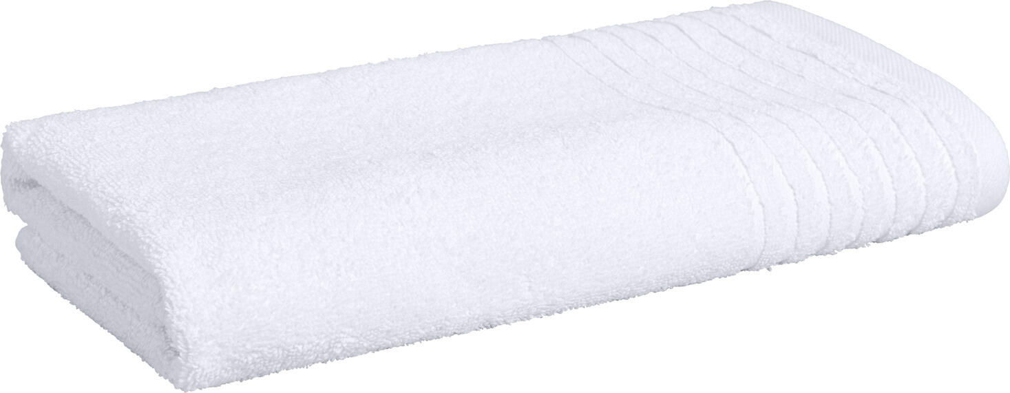 ERWIN M. LUSINI Solutions GmbH Shower towel Olymp Duschtuch Olymp Shower towel Olymp; 70x140 cm (WxL); white; 2 piece / pack Duschtuch Olymp; 70x140 cm (BxL); weiß; 2 Stück / Pack 100% cotton. Weight approx. 550 g/m². Heavy, robust and soft single-ply terry shower towel made of absorbent loop weave with smooth border stripes. Hard-wearing and suitable for tumble drying. 100 % Baumwolle. Gewicht ca. 550 g/m². Schweres, robustes und weiches Walkfrottier Duschtuch aus saugfähigem Schlingengewebe mit glatten Bordürenstreifen. Strapazierfähig und trocknergeeignet.