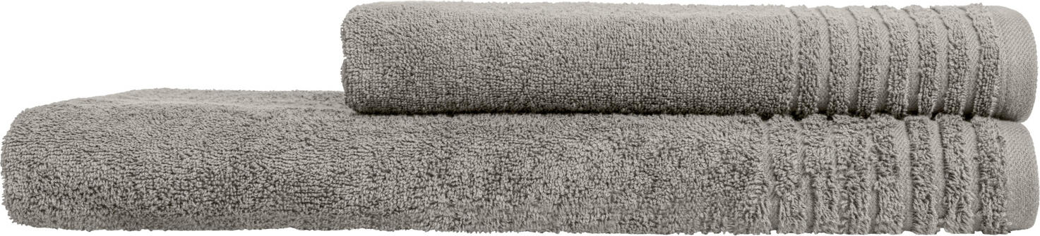 Set de 2 prosoape de dus ERWIN M. LUSINI Olymp, 100% bumbac, 70 x 140 cm, Gri, Terry robust și moale, OEKO-TEX Standard 100