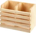 Tava pentru tacuri Pulsiva Gusto, Organizator de masă din lemn de pin lăcuit cu 2 compartimente, Culoare Naturală, 10 x 18 x 12.5 cm