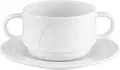 PULSIVA Melody Porcelain Saucers, White Round Relief Pattern, 16.1 cm Diameter, Scratch-Resistant, Dishwasher and Microwave Safe, Set of 6