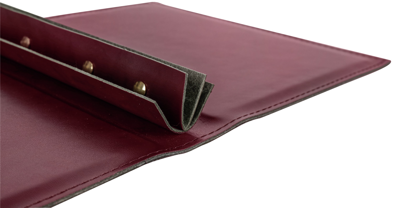 PULSIVA Hesa Menu Folder DIN A5 Imitation Leather, Bordeaux, with Protective Metal Corners and Concealed Book Screws, 19 x 24.5 cm