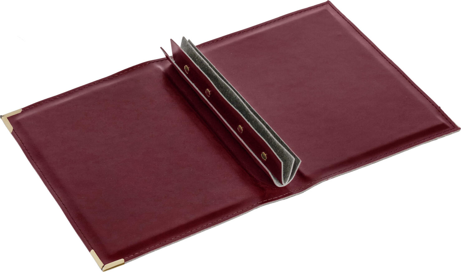 PULSIVA Hesa Menu Folder DIN A5 Imitation Leather, Bordeaux, with Protective Metal Corners and Concealed Book Screws, 19 x 24.5 cm