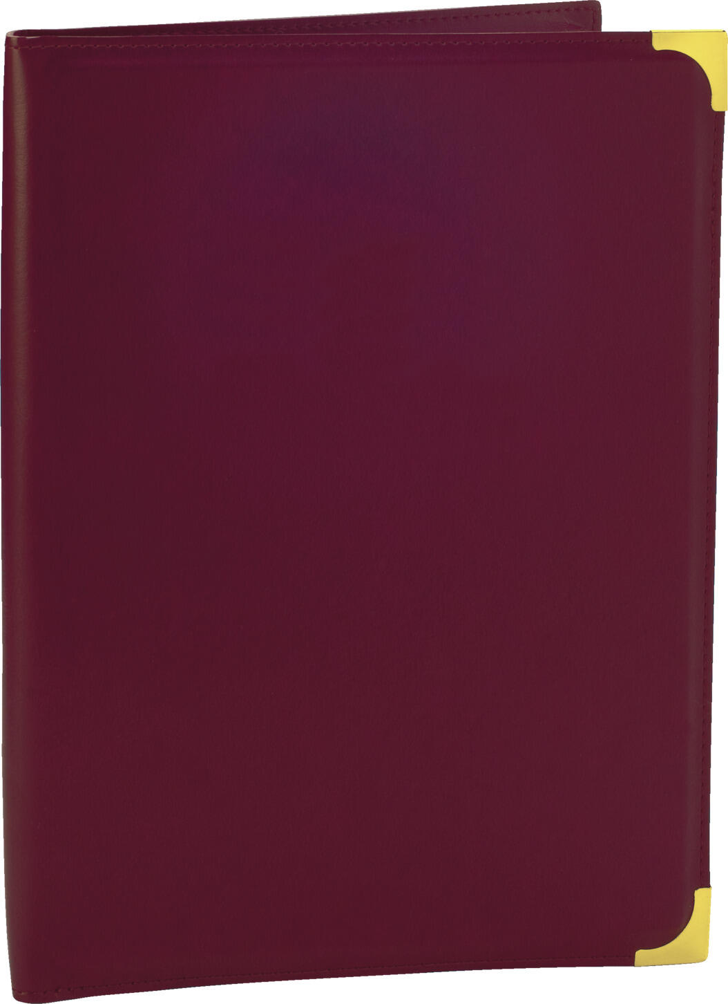 PULSIVA LUSINI Solutions GmbH Menu Hesa A5 Speisekarte Hesa DIN A5 Menu Hesa A5; A5, 19x24.5 cm (WxH); bordeaux/golden Speisekarte Hesa DIN A5; DIN A5, 19x24.5 cm (BxH); bordeaux/gold Classic imitation leather menu with protective metal corners. Concealed book screws for attaching insert sheets or sleeves. DIN A5 format. Klassische Speisekarte aus Kunstleder mit schützenden Metallecken. Verdeckt liegende Buchschrauben zum Befestigen von Einlegeblättern oder Hüllen. DIN A5-Format.