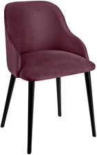 VEGA LUSINI Solutions GmbH Upholstered chair Almonda velvet Polsterstuhl Almonda Samt Upholstered chair Almonda velvet; 54x64x77.5 cm (WxDxH); seat violet, base black Polsterstuhl Almonda Samt; 54x64x77.5 cm (BxTxH); Sitz violett, Gestell schwarz Ergonomically shaped upholstered chair with velvet cover (100% polyester) and black lacquered beech legs. Fire-retardant cover. Plastic glides included. Suitable for indoor use only. Supplied assembled. Ergonomisch geformter Polsterstuhl mit Samtbezug (100 % Polyester) und schwarz lackierten Buchenbeinen. Feuerhemmender Bezug. Inklusive Kunststoffgleiter. Nur für den Innenbereich geeignet. Lieferung erfolgt montiert.
