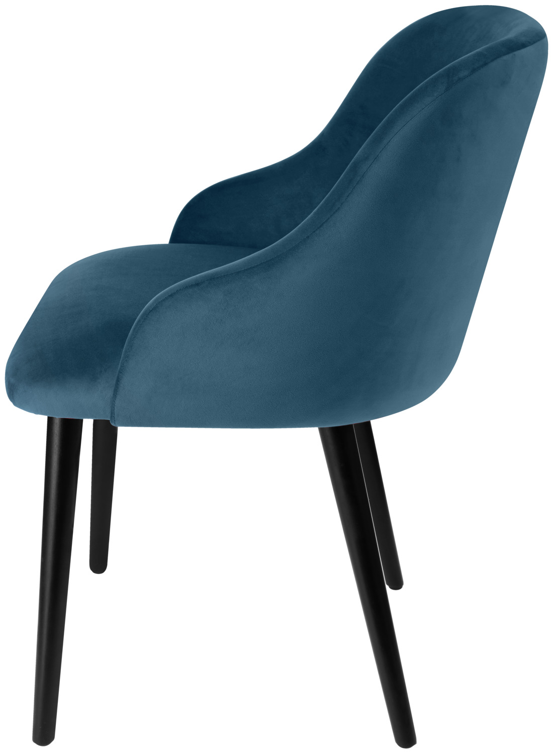 VEGA Almonda Upholstered Chair, Fire-Retardant Velvet Cover, Beech Wood Black Lacquered Legs, Ergonomic Design, 54x64x77.5 cm