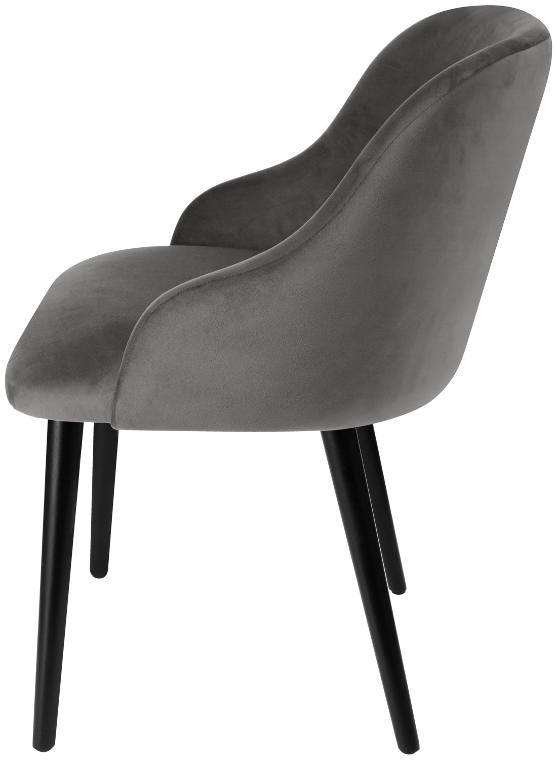Scaun Tapitat VEGA Almonda, Husita Velvet din Poliester, Picioare din Lemn de Fagus Lacreuit Negru, Design Ergonomic, 54x64x77.5 cm