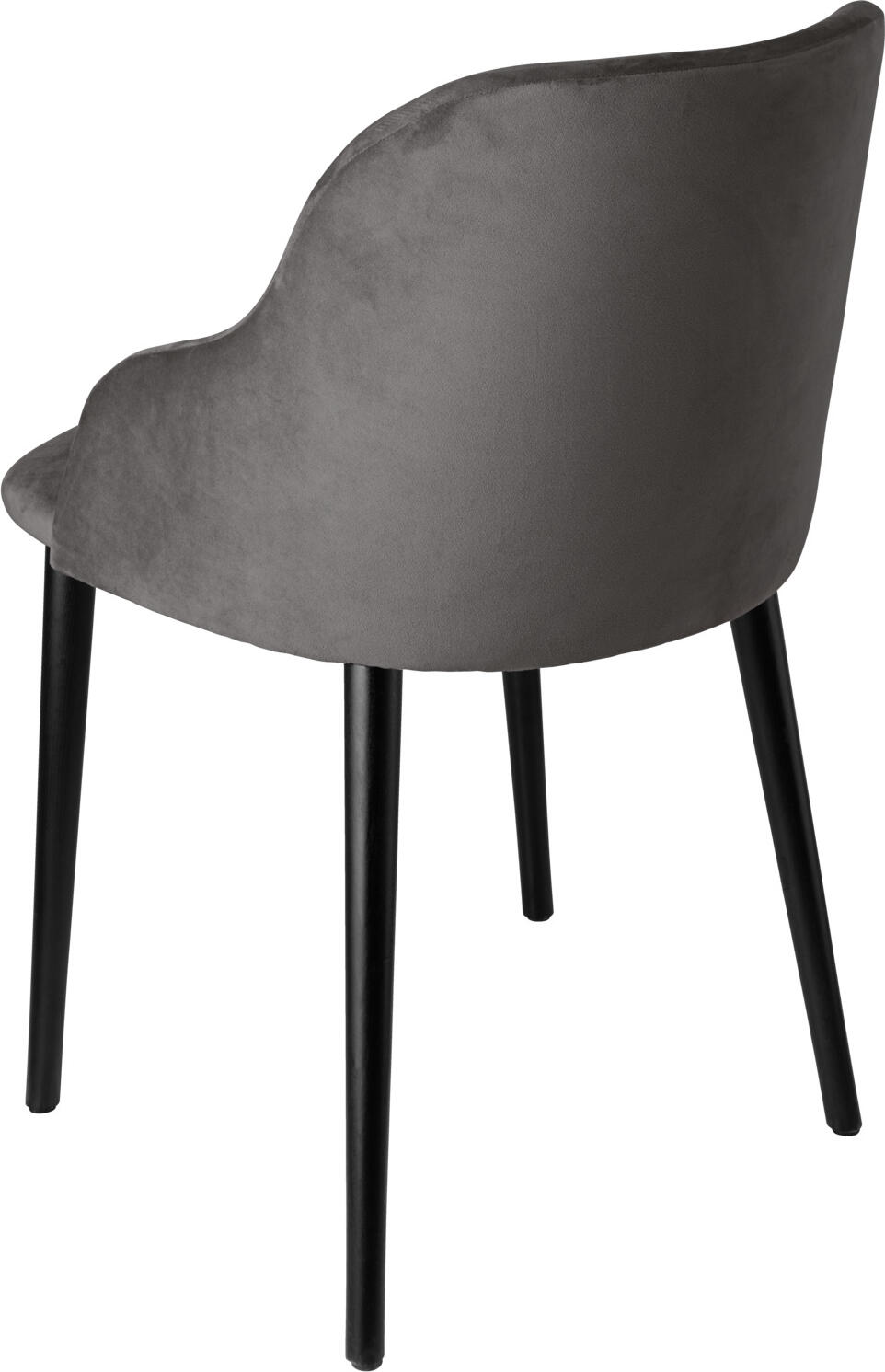 Scaun Tapitat VEGA Almonda, Husita Velvet din Poliester, Picioare din Lemn de Fagus Lacreuit Negru, Design Ergonomic, 54x64x77.5 cm