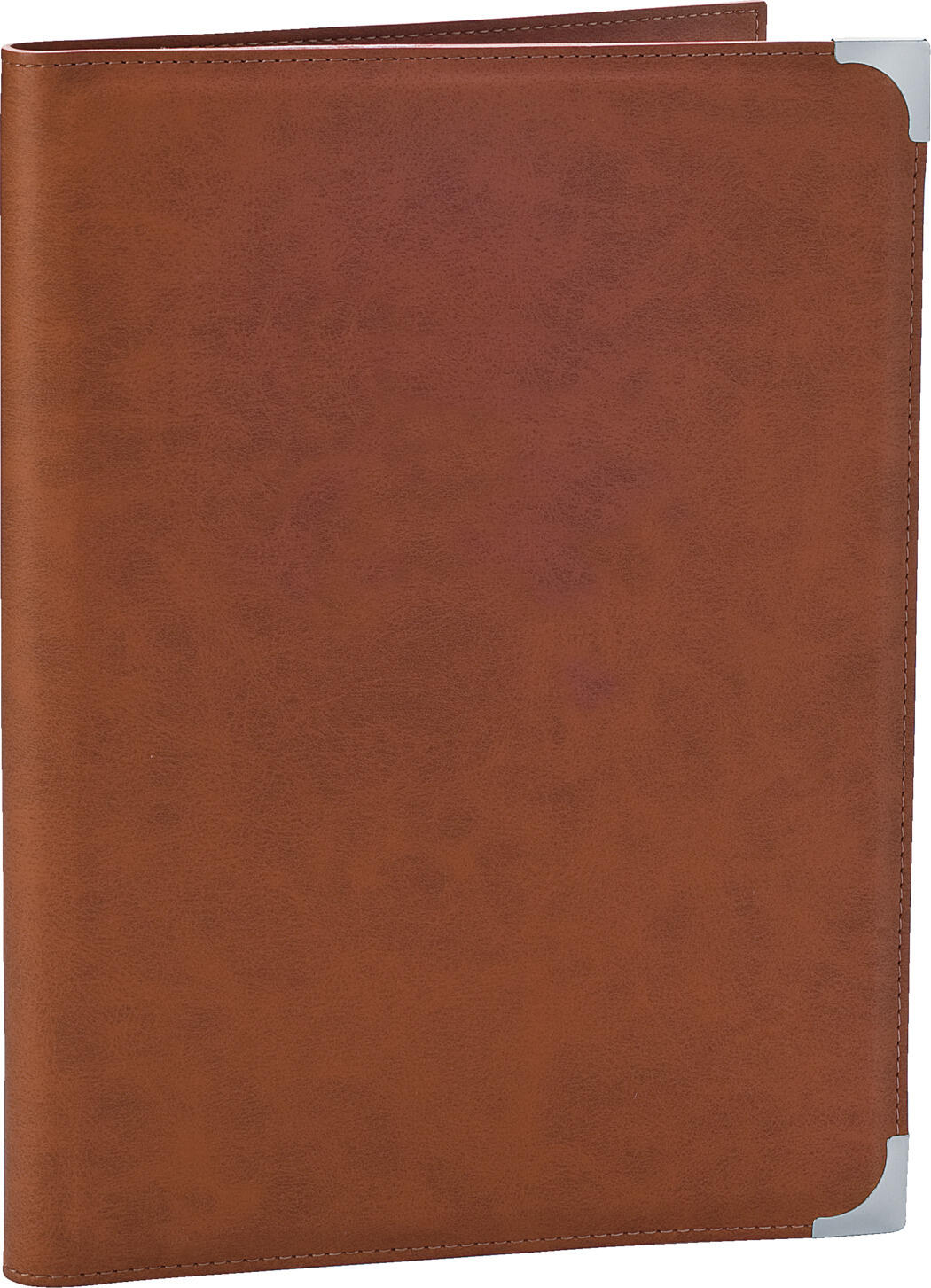 PULSIVA Hesa Menu Folder DIN A5 Imitation Leather, Brown, with Protective Metal Corners and Concealed Book Screws, 19 x 24.5 cm