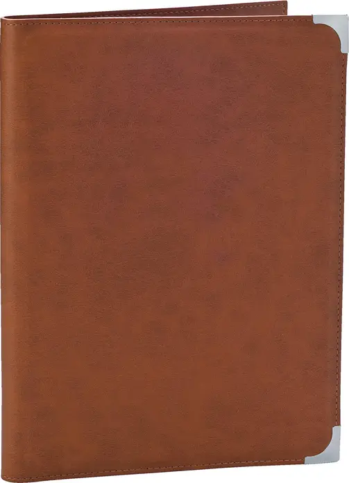 PULSIVA Hesa Menu Folder DIN A5 Imitation Leather, Brown, with Protective Metal Corners and Concealed Book Screws, 19 x 24.5 cm