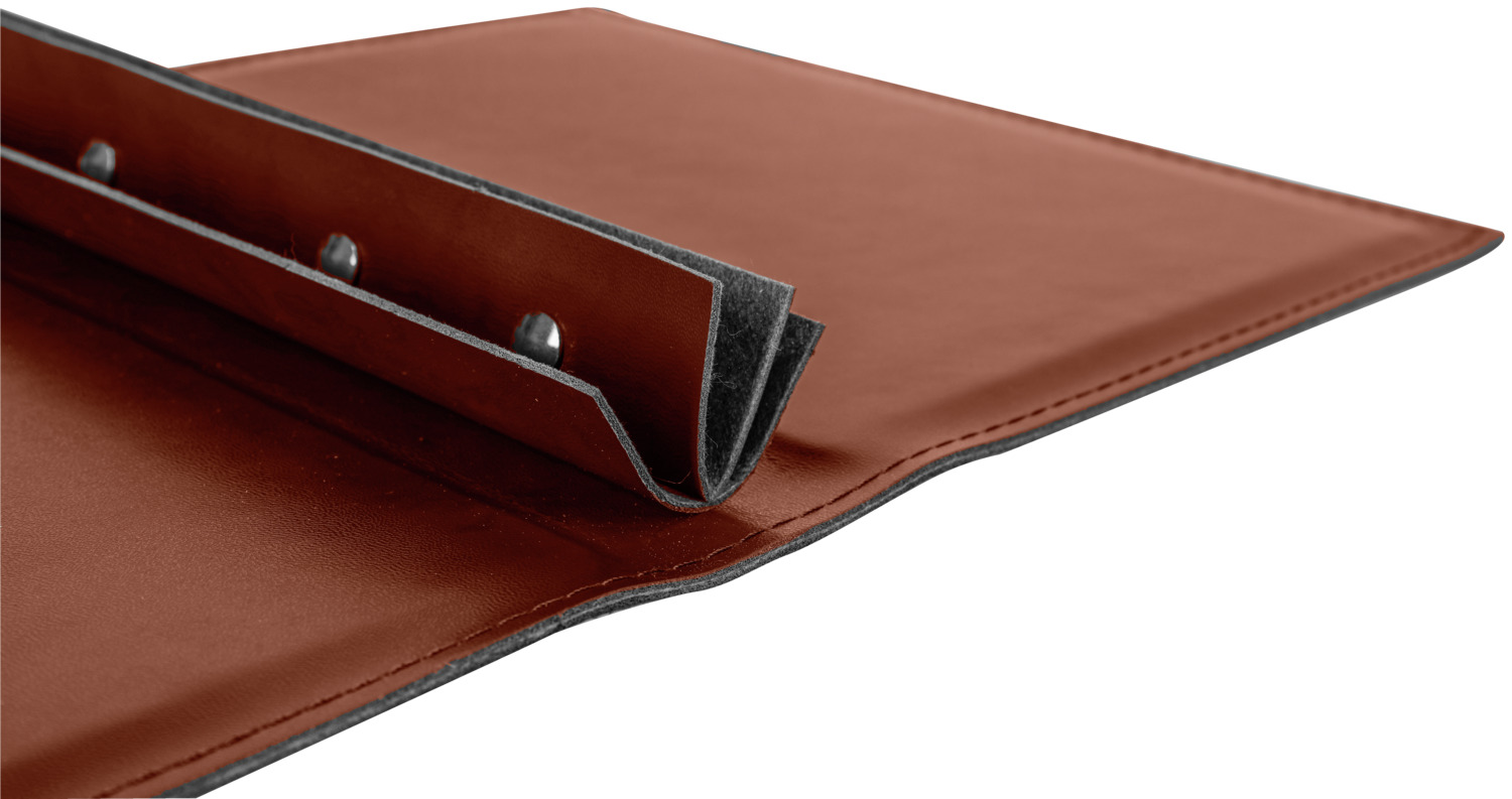 PULSIVA Hesa Menu Folder DIN A5 Imitation Leather, Brown, with Protective Metal Corners and Concealed Book Screws, 19 x 24.5 cm