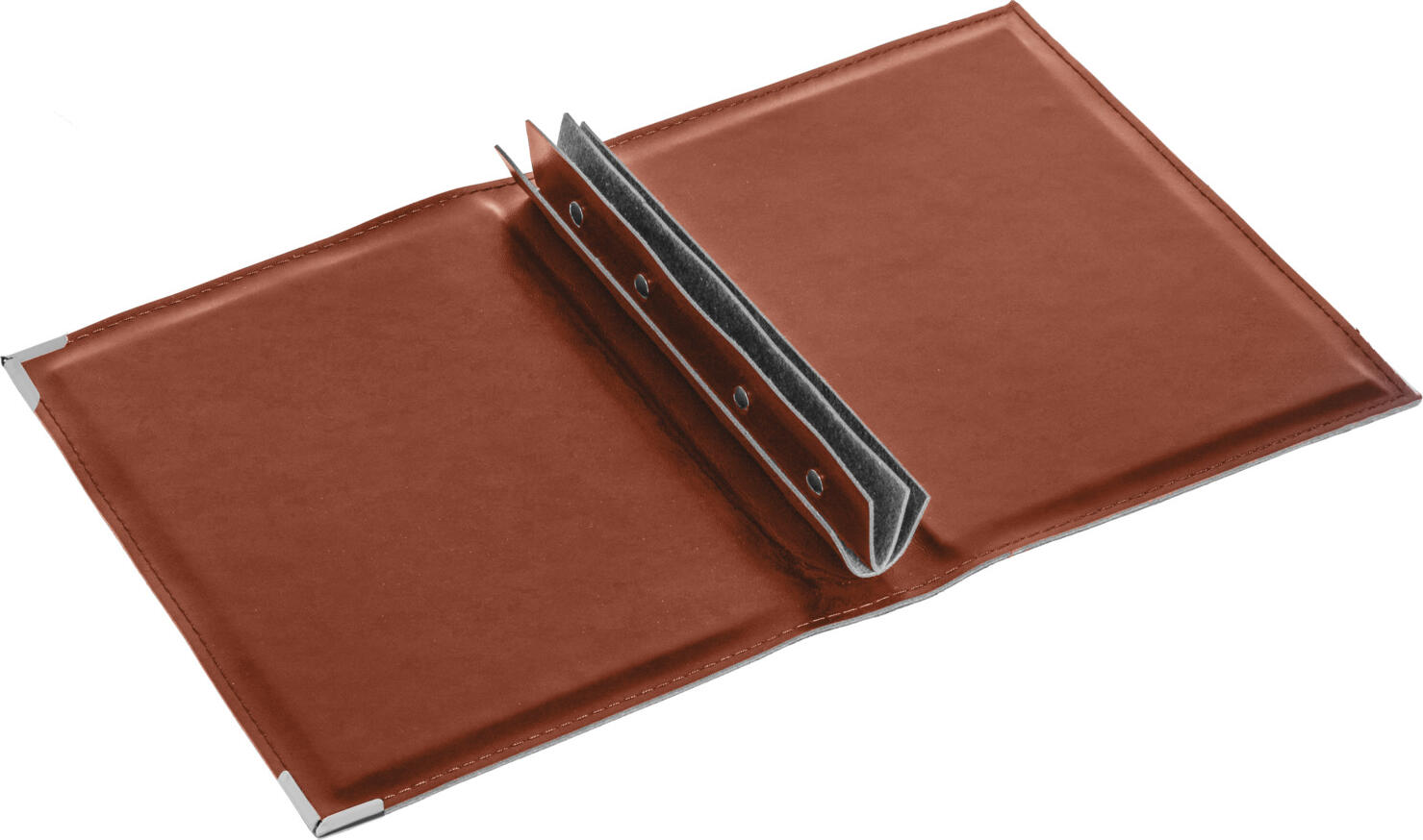 PULSIVA Hesa Menu Folder DIN A5 Imitation Leather, Brown, with Protective Metal Corners and Concealed Book Screws, 19 x 24.5 cm