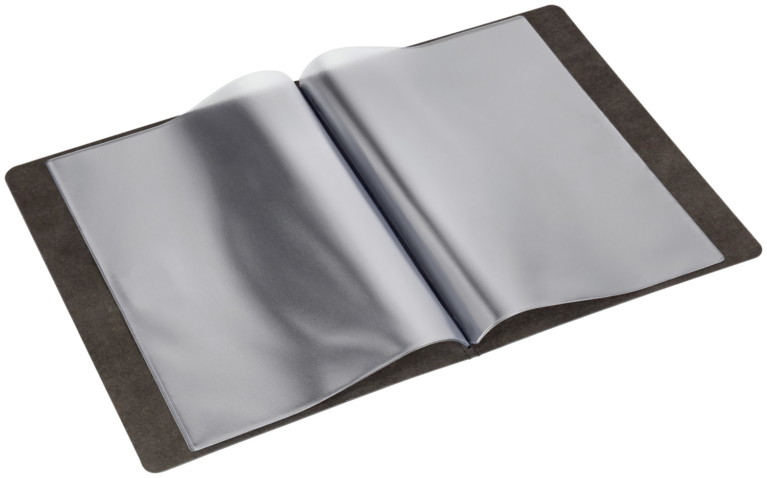 VEGA Abbotsford Menu Cover, Imitation Leather Menu Holder, Grey, 24 x 31.6 cm, 12 Pages, Includes 3 Double Transparent Covers, A4 or A5 Size, Damp Wipeable