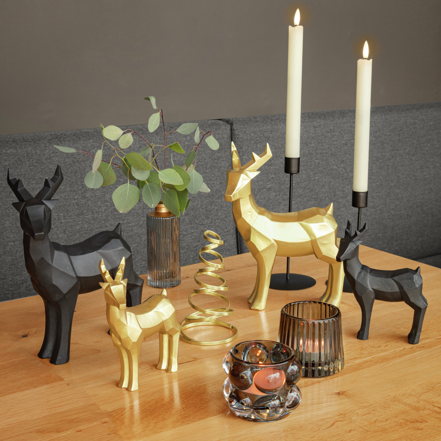 Suport pentru lumânări Vega Alron, Design Modern din Sticlă cu Bule, Gri, Diametru 8.5 cm, Înălțime 6.4 cm