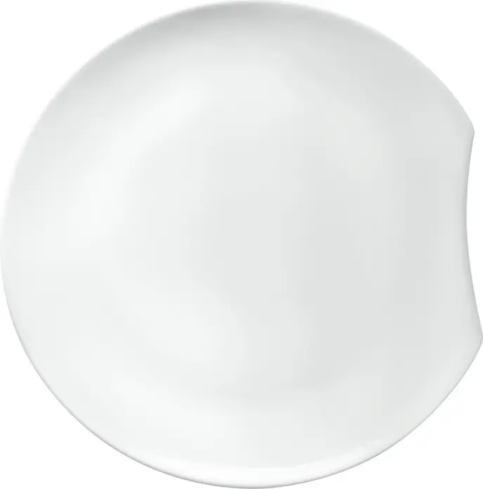VEGA Contrast Flat Plates, White Porcelain, 25 cm Diameter, Round with Edge Cutout, Dishwasher and Microwave Safe, Set of 6