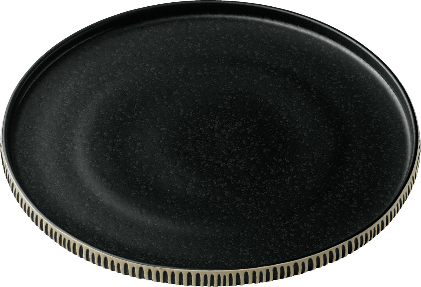Playground BHS tabletop AG Flat plate Nara Relief Teller flach Nara Relief Flat plate Nara Relief; 27x2.5 cm (ØxH); black/white; round; 6 piece / pack Teller flach Nara Relief; 27x2.5 cm (ØxH); schwarz/weiß; rund; 6 Stück / Pack Designed for ambitious gastronomy, NARA is an extensive stoneware collection that creates an attractive contrast between smooth inner surfaces and highly textured outer surfaces thanks to its handcrafted finish. The filigree feet are barely visible, giving the products a floating effect. The patina-like Craquelle glazes available in various earthy tones and a matt black, as well as the smooth or reclaimed finish of the outer wall, allow endless combination possibilities for attractive food presentations. Entworfen für die ambitionierte Gastronomie ist NARA eine umfangreiche Steinzeug-Kollektion, welche durch seine handwerkliche Verarbeitung einen reizvollen Kontrast zwischen glatten Innenflächen und stark strukturierten Außenflächen schafft. Die filigranen Standfüße sind kaum zu sehen, dadurch verleihen sie den Produkten einen schwebenden Effekt. Die angebotenen patinaartigen Craquelle-Glasuren in unterschiedlichen Erdtönen und einem mattten Schwarz, sowie die glatte oder rekierfierte Ausführung der Außenwandung ermöglichen unendliche Kombinationsmöglichkeiten für ansprechende Speisenpräsentationen.