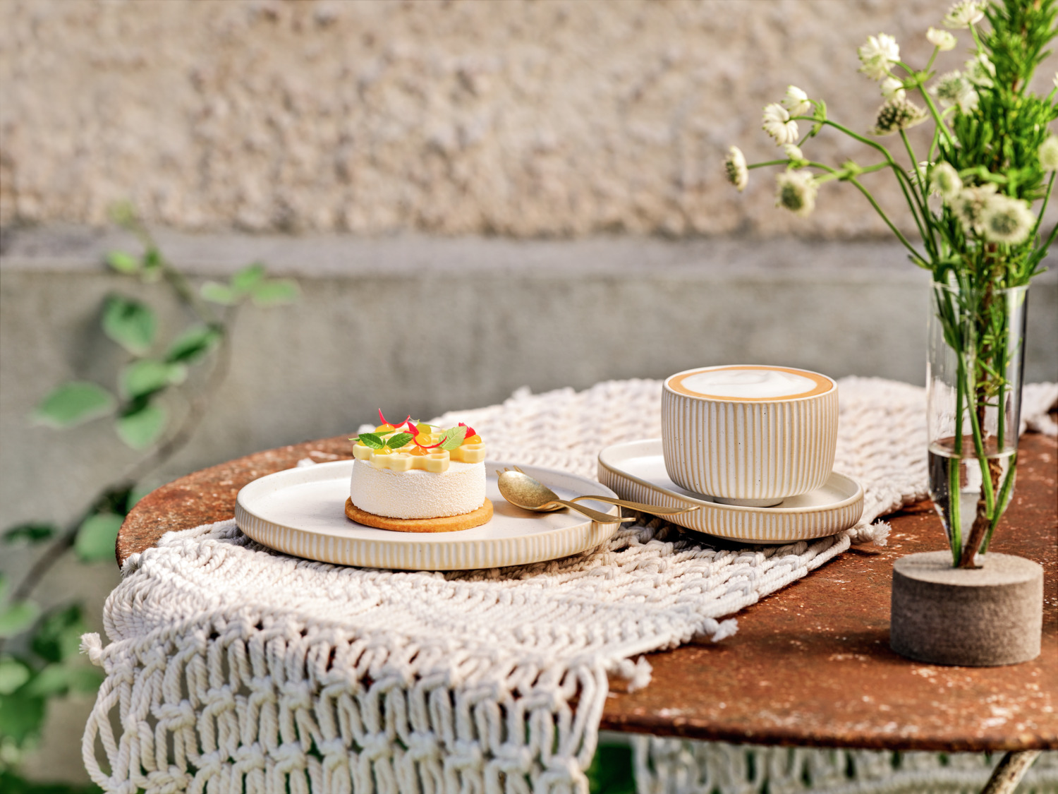 Set de 6 piese Farfurii Plate Playground Nara Relief, Gresie Alba, Diametru 21 cm, Glazură Craquelle, Rezistente la Masina de Spalat Vase