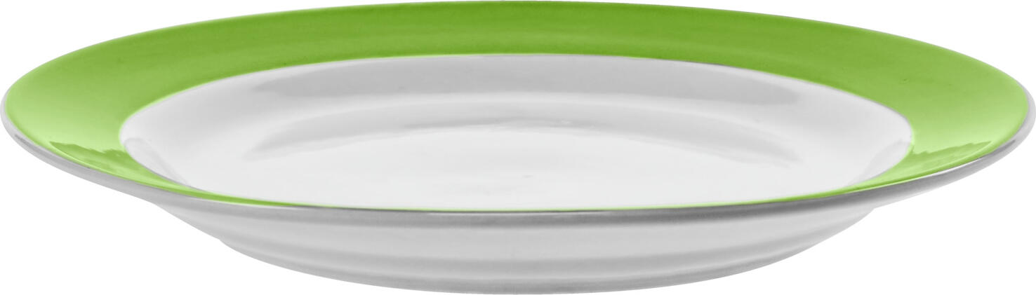 LUSINI Joy 2.0 Flat Plates, Green, Porcelain Dinnerware, 21 cm Diameter, Dishwasher and Microwave Safe, Set of 6