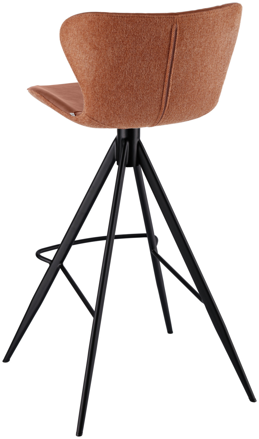 VEGA Kansas Bar Stool Set of 2, Cognac Imitation Leather and Polyester Seat, Black Powder-Coated Steel Frame, 104 cm Height, Ergonomic Design