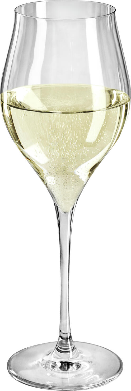 Set de 6 pahare pentru sampanie Chef & Sommelier Exaltation, sticla cristalina Krysta, 350 ml, cu puncte de mousse integrate, rezistente la masina de spalat vase