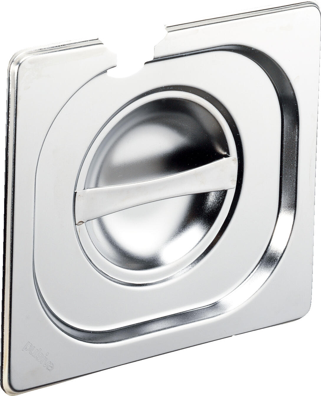 PULSIVA LUSINI Solutions GmbH GN lid 1/6 Basic with spoon recess GN-Deckel 1/6 Basic mit Löffelaussparung GN lid 1/6 Basic with spoon recess; GN 1/6, 17.6x16.2 cm (LxW); silver GN-Deckel 1/6 Basic mit Löffelaussparung; GN 1/6, 17.6x16.2 cm (LxB); silber Stainless steel GN lids. Suitable for GN containers of the Basic range. Dishwasher safe. With spoon recess. GN-Deckel aus Edelstahl, rostfrei. Passend für GN-Behälter der Gruppe Basic. Spülmaschinenfest. Mit Löffelaussparung.