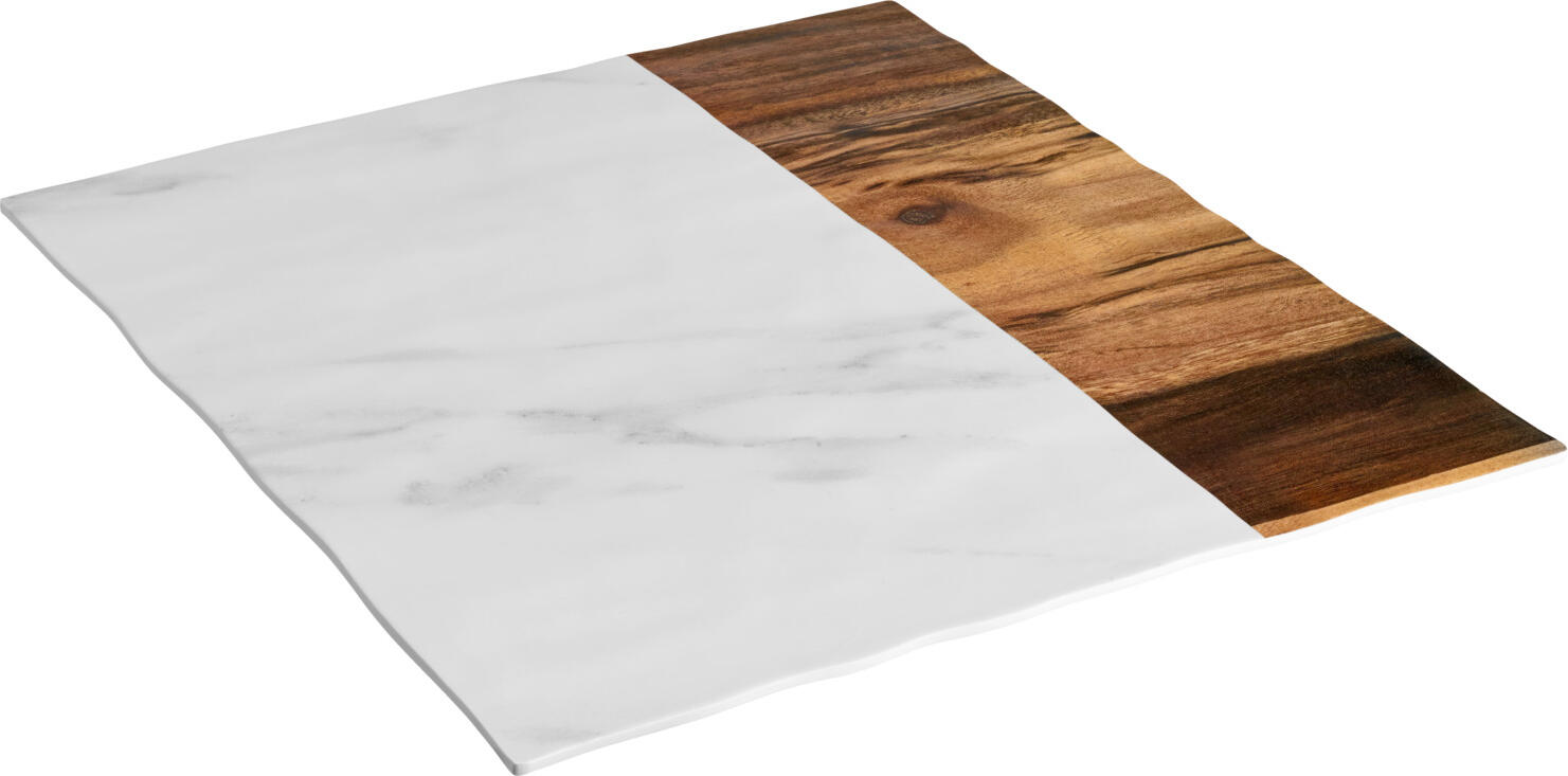 VEGA LUSINI Solutions GmbH Platter Tupelo without rim Platte Tupelo ohne Rand Platter Tupelo without rim; 28.5x28x1 cm (LxWxH); white/brown; rectangular; 6 piece / pack Platte Tupelo ohne Rand; 28.5x28x1 cm (LxBxH); weiß/braun; rechteckig; 6 Stück / Pack Square platter made of melamine without rim. Durable due to impact and breakage resistance. Application range between -30 °C to +70 °C. Stackable and dishwasher safe. Not cut resistant. Eckige Platte aus Melamin ohne Rand. Langlebig durch Stoß- und Bruchfestigkeit. Einsatzbereich zwischen -30 °C bis +70 °C. Stapelbar und spülmaschinenfest. Nicht schnittfest.