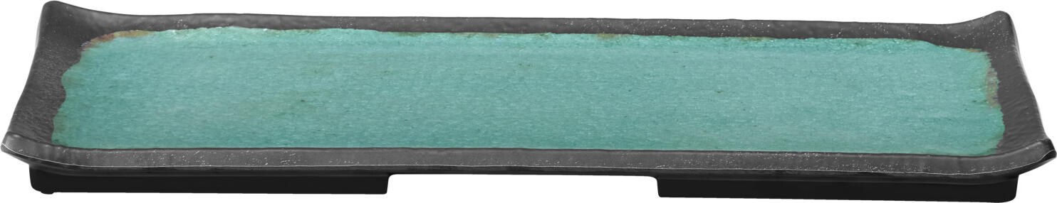 VEGA Dearborn Buffet Platter Set of 3, Rectangular Melamine Porcelain Look, GN 1.5/4, 39.7 x 16.2 x 2 cm, Turquoise, Break Resistant, Dishwasher Safe