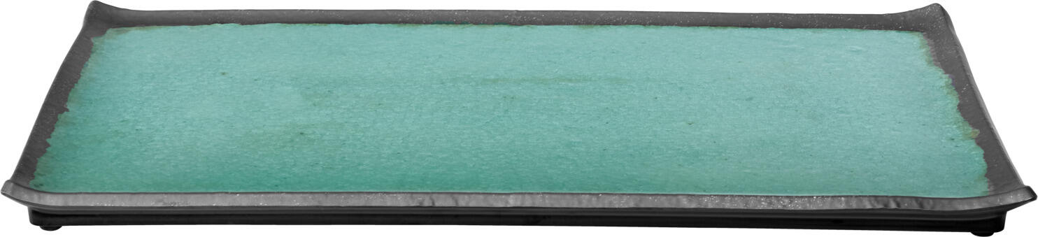 VEGA Dearborn Rectangular Buffet Platter Set of 3, Melamine Porcelain Look, GN 1/1, 53 x 32.5 x 2 cm, Turquoise, Dishwasher Safe, Stackable