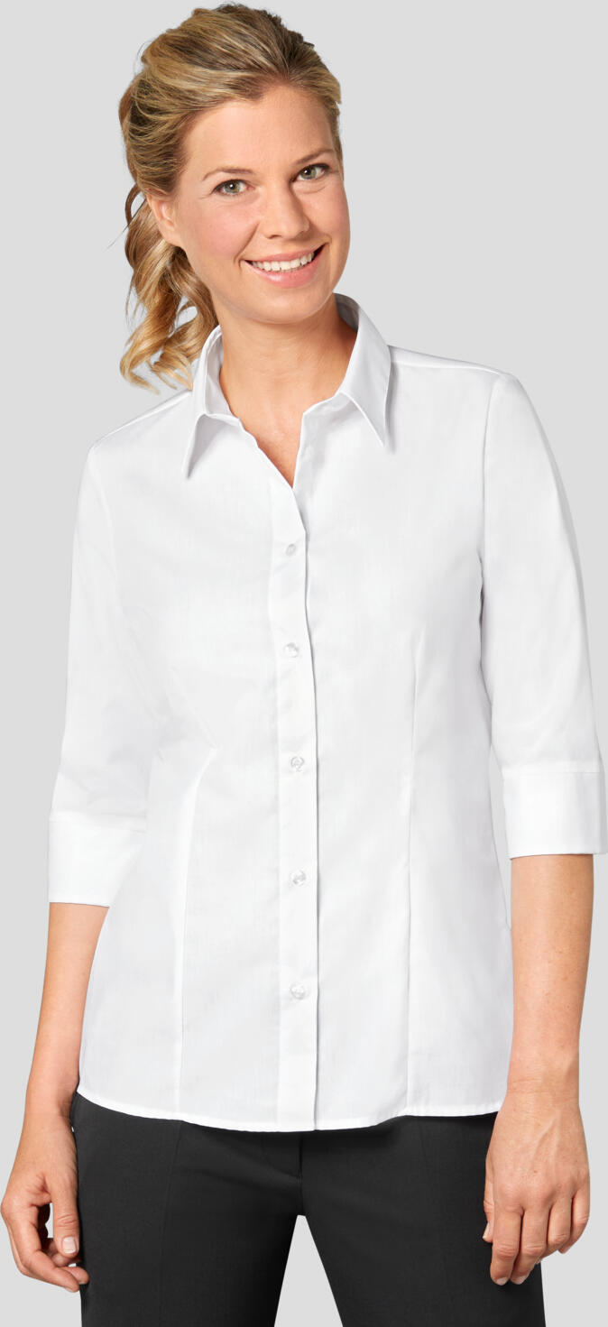 Jobeline Filipa Women's Blouse, 100% Cotton, 3/4 Sleeve, Tailored Fit, White, OEKO-TEX Standard 100 Certified