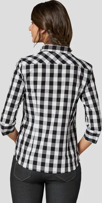Bluza Jobeline Davis pentru femei, mărime 48, 100% bumbac, model carouri mari, croială ajustată, mâneci lungi/3/4, guler cămașă, întreținere ușoară
