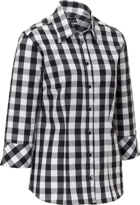 Bluza Jobeline Davis pentru femei, mărime 48, 100% bumbac, model carouri mari, croială ajustată, mâneci lungi/3/4, guler cămașă, întreținere ușoară