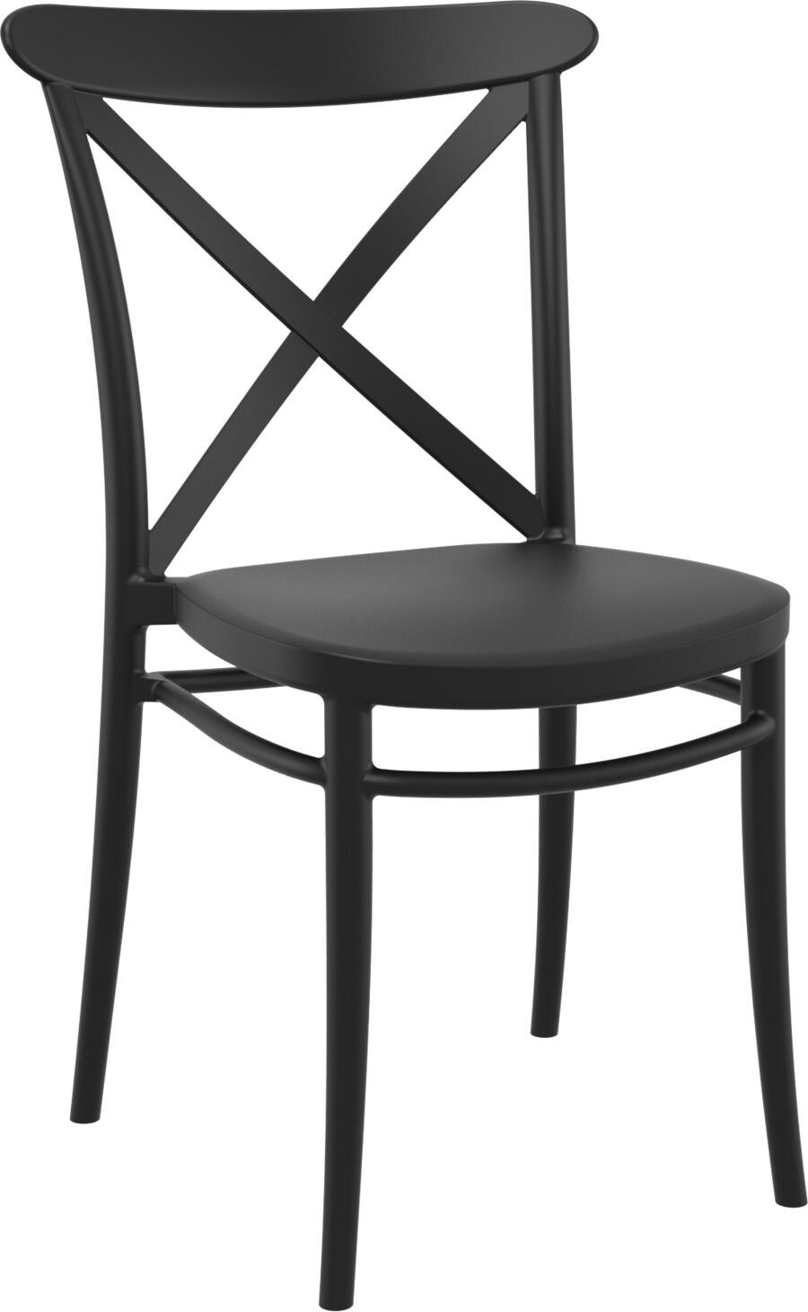 Siesta ISILPLAST PLASTIK SAN.VE TIC.A.S. Chair Cross Stuhl Cross Chair Cross; 51x51x87 cm (WxDxH); black; 4 piece / pack Stuhl Cross; 51x51x87 cm (BxTxH); schwarz; 4 Stück / Pack Chair Cross made of recyclable plastic. Particularly lightweight and robust. Stackable up to five chairs. Suitable for indoor and outdoor use. Delivery is assembled. Please order matching bar chair at the same time. Stuhl Cross aus recyclebarem Kunststoff. Besonders leicht und robust. Bis zu fünf Stühle stapelbar. Für den Innen und Außenbereich geeignet. Lieferung erfolgt montiert. Passenden Barstuhl gleich mitbestellen.