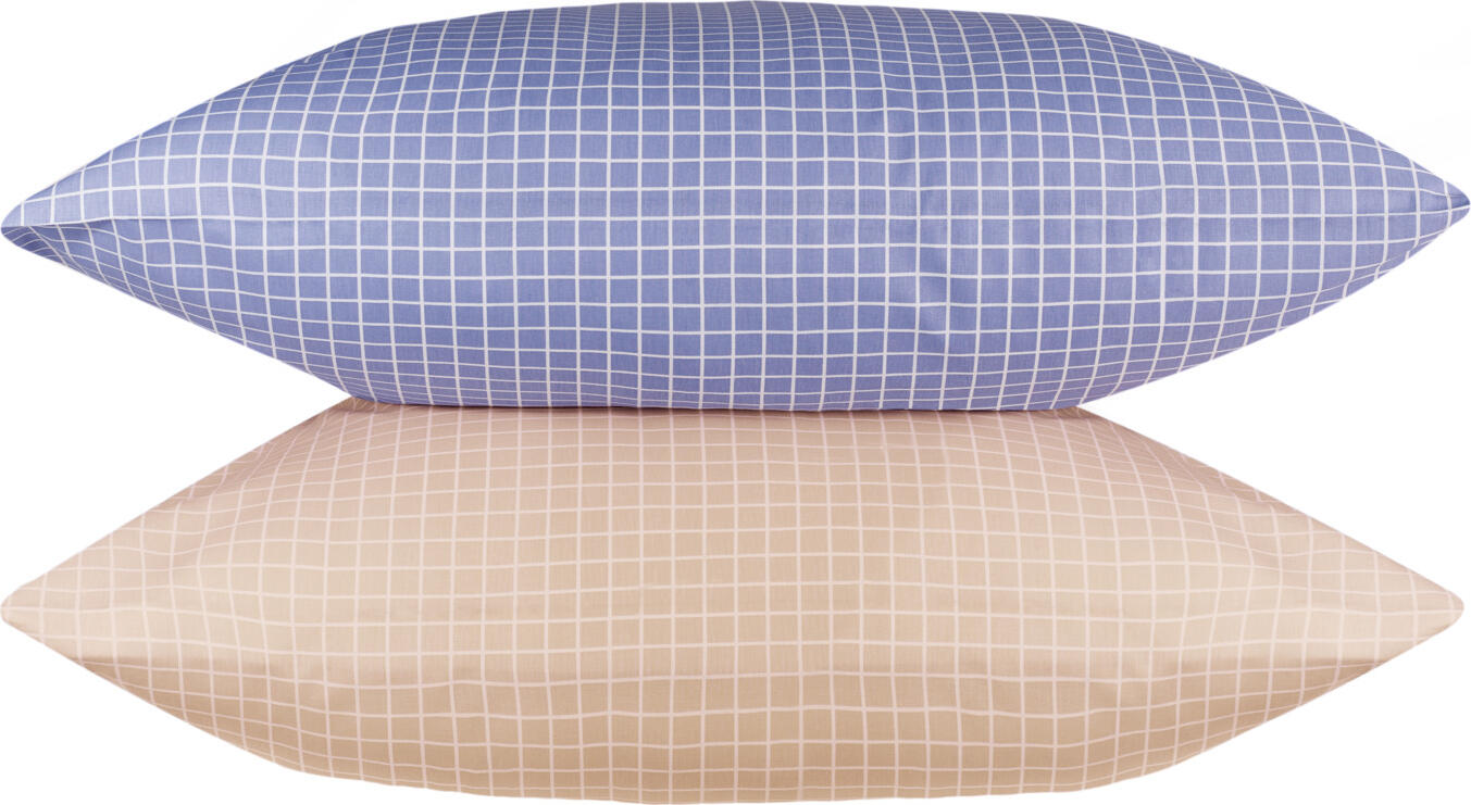 Husa pentru perna ERWIN M. LUSINI Vent, 100% bumbac, 110 TC, 65 x 100 cm, Bej Nisip, Imprintare Caro, Rezistent la clor, OEKO-TEX Standard 100, Calitate Hotel, Lavabila la 95 C