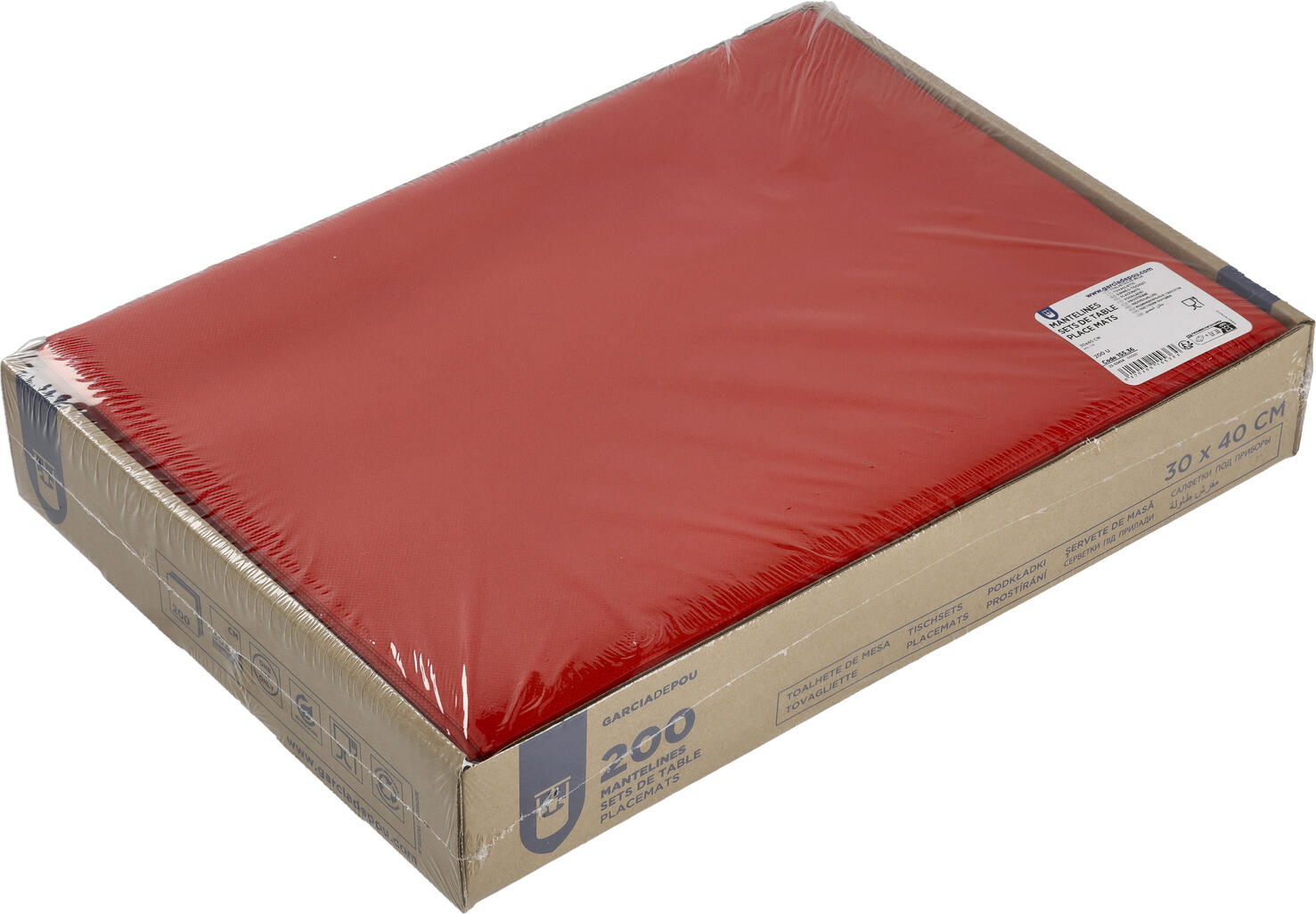 Set de 200 piese placemat Garcia De Pou Spuno, Rosu, 30 x 40 cm, Material Non-woven Spunbond, Rezistent la Rupere si Umiditate