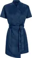 Jobeline Cassandra Women's Tunic, Navy Blue, Size 34, Short Sleeve, Waisted Cut with Belt, 65% Polyester 35% Cotton, Concealed Snap Button Placket, 2 Side Pockets