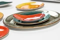 Set de 4 farfurii plate VEGA Nebro, 31 cm Rotunde din Porțelan Premium, Culoare Gri cu Design Rustic și Puncte, Fără Margine, Calitate Profesională