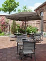 Umbrelă de grădină VEGA Esparto pătrată, 350x350x370 cm, cadru aluminiu vopsit electrostatic antracit, copertă poliester gri 230g/m2, UV 50+, impermeabilă