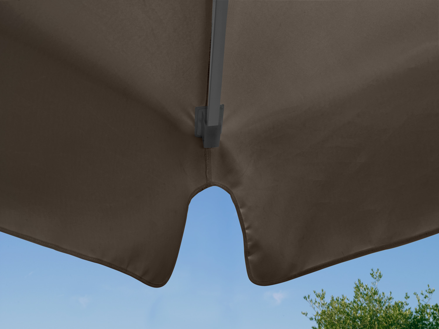 Umbrelă de grădină VEGA Esparto pătrată, 350x350x370 cm, cadru aluminiu vopsit electrostatic antracit, copertă poliester gri 230g/m2, UV 50+, impermeabilă