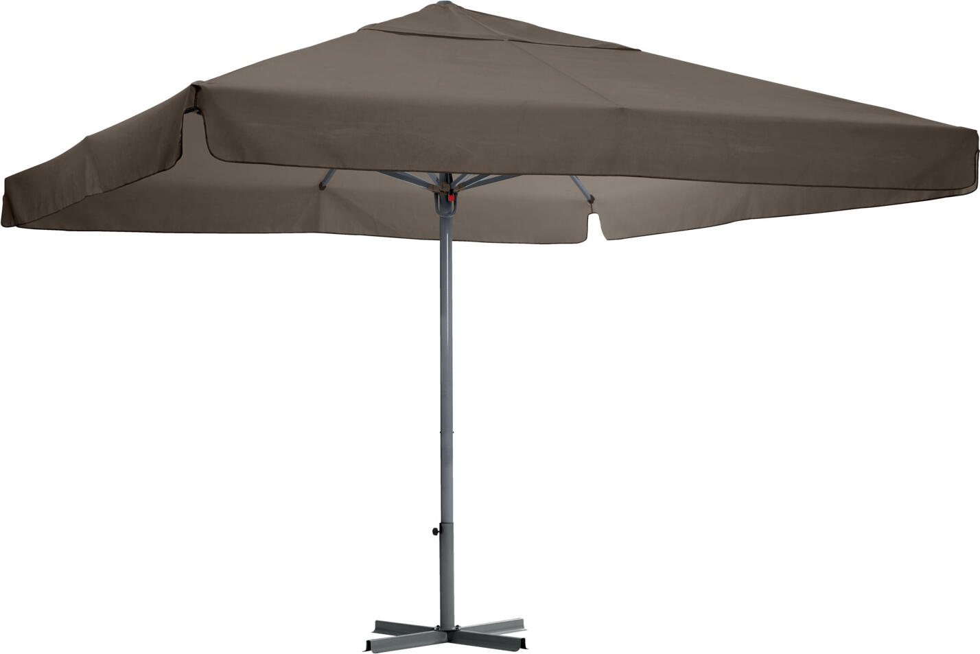 VEGA LUSINI Solutions GmbH Catering parasol Esparto anthracite frame Gastro Sonnenschirm Esparto Gestell anthrazit Catering parasol Esparto anthracite frame; 350x350x370 cm (LxWxH); grey; square Gastro Sonnenschirm Esparto Gestell anthrazit; 350x350x370 cm (LxBxH); grau; quadratisch Square sunshade made of sturdy, powder-coated aluminum frame and 100% polyester cover. * Cover made of 230 g/m² with valance * Ø 60 mm parasol pole and eight reinforced struts (18x28 mm) * Weatherproof, lightfast, UV protection (UV radiation 50+), water-repellent * Replacement cover available on request * Matching plate sunshade stand can be ordered separately Please keep the parasol closed in strong winds. Quadratischer Sonnenschirm aus stabilem, pulverbeschichtetem Aluminiumgestell und Bespannung aus 100 % Polyester. * Bespannung aus 230 g/m² mit Volant * Schirmstamm Ø 60 mm und acht verstärkten Streben (18x28 mm) * wetterfest, lichtecht, UV- Schutz (UV-Strahlung 50+), wasserabweisend * Ersatzbespannung auf Anfrage erhältlich * passenden Schirmständer oder Bodenhülse separat bestellbar Bei starkem Wind den Sonnenschirm bitte geschlossen halten.