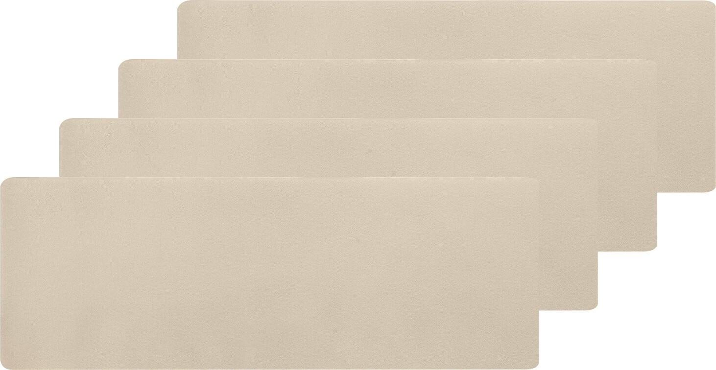 ERWIN M. LUSINI Solutions GmbH Decorative placemat Kaja Deko-Tischset Kaja Decorative placemat Kaja; 15x50 cm (WxL); beige; 4 piece / pack Deko-Tischset Kaja; 15x50 cm (BxL); beige; 4 Stück / Pack 100% PVC. Rectangular decorative placemat for displaying table accessories. An eye-catching feature on any table in trendy colours. Extremely easy to care for – simply wipe with a damp cloth. Suitable for outdoor use. 100 % PVC. Längliches Deko-Tischset für die Platzierung von Tischaccessoires. Eyecatcher auf jedem Tisch in angesagten Farben. Absolut pflegeleicht durch feuchtes Abwischen. Für den Außenbereich geeignet.