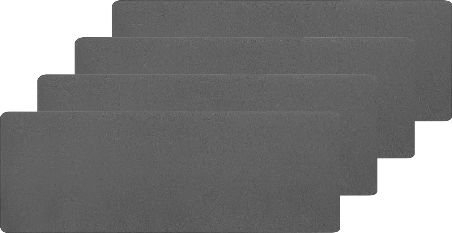 Set de 4 piese placemat LUSINI Kaja decorative dreptunghiulare, 15 x 50 cm, PVC imitație piele, Antracit