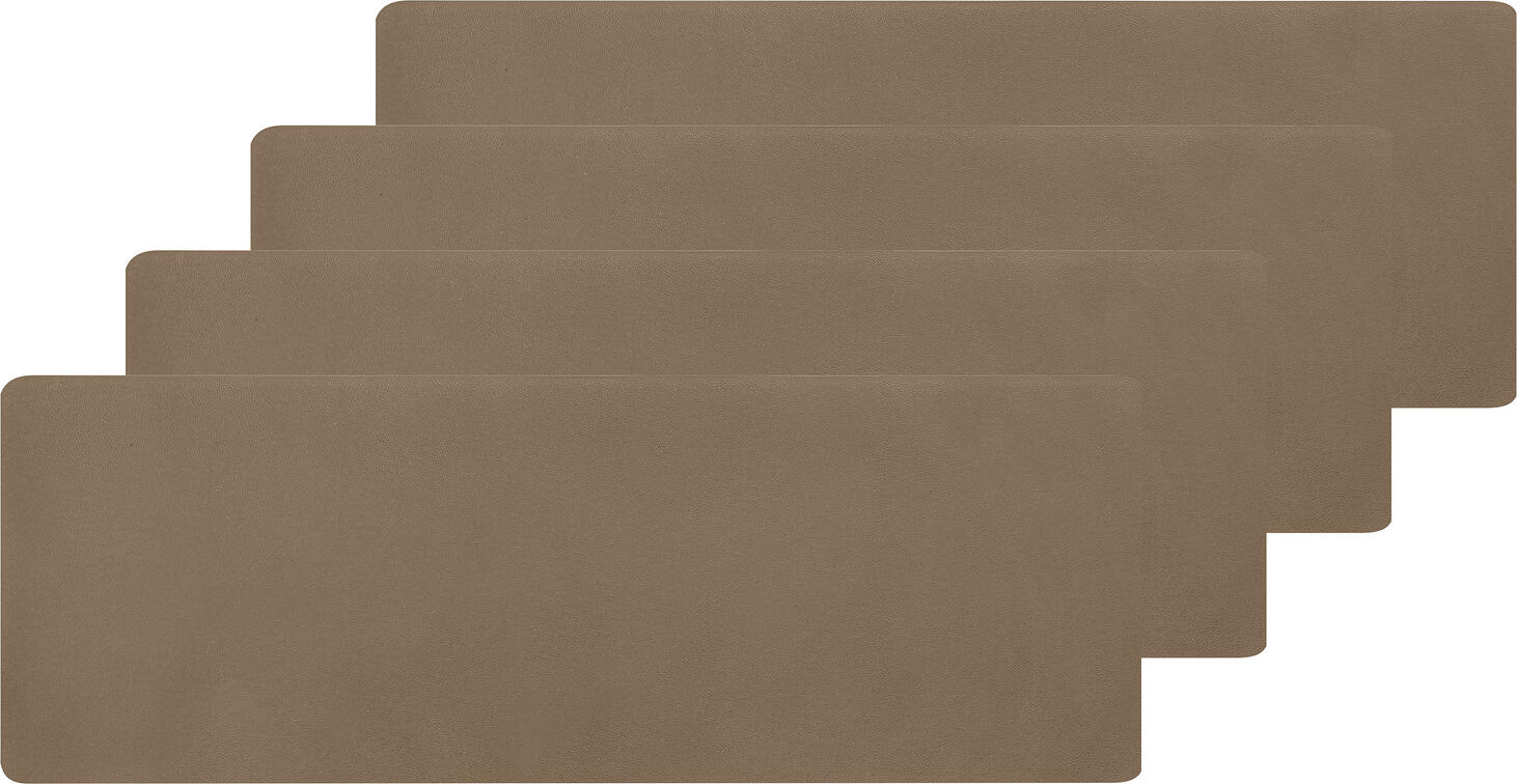 ERWIN M. LUSINI Solutions GmbH Decorative placemat Kaja Deko-Tischset Kaja Decorative placemat Kaja; 15x50 cm (WxL); taupe; 4 piece / pack Deko-Tischset Kaja; 15x50 cm (BxL); taupe; 4 Stück / Pack 100% PVC. Rectangular decorative placemat for displaying table accessories. An eye-catching feature on any table in trendy colours. Extremely easy to care for – simply wipe with a damp cloth. Suitable for outdoor use. 100 % PVC. Längliches Deko-Tischset für die Platzierung von Tischaccessoires. Eyecatcher auf jedem Tisch in angesagten Farben. Absolut pflegeleicht durch feuchtes Abwischen. Für den Außenbereich geeignet.