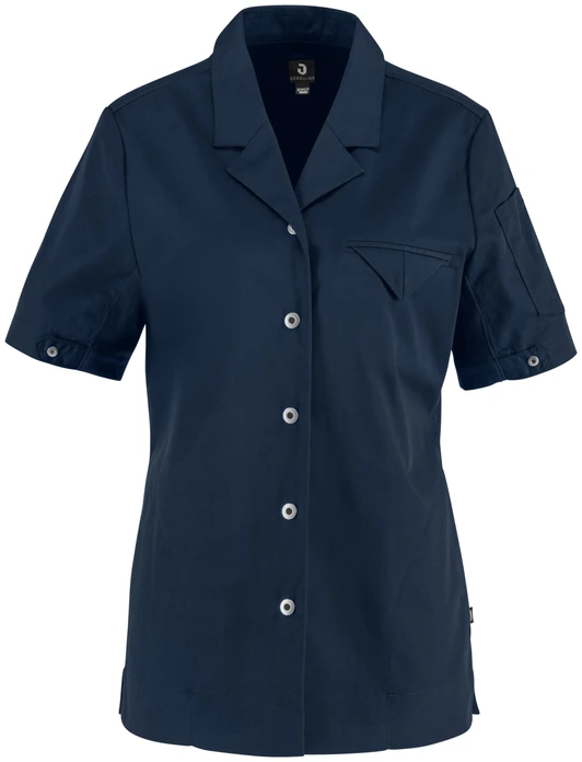 Jacketă Bucatar Jobeline Joel pentru femei, maneca scurta, Navy, 65% poliester 35% bumbac piqué, croiala slim fit, OEKO-TEX Standard 100, 23.HDE.44540
