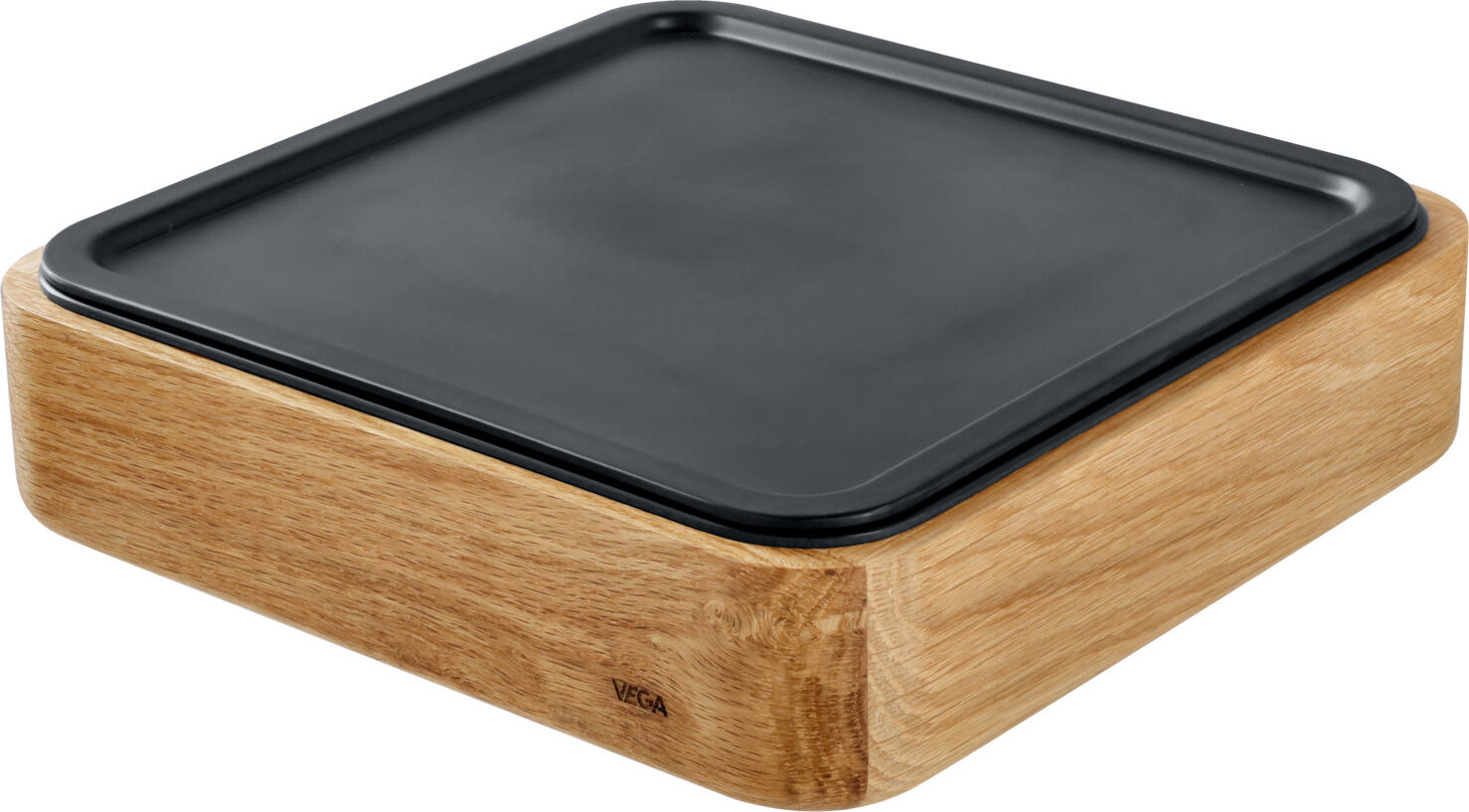 VEGA Fenra Square Buffet Platter, Black Melamine Plate, 23.6 x 23.6 x 1.2 cm, Impact and Break Resistant, Dishwasher Safe