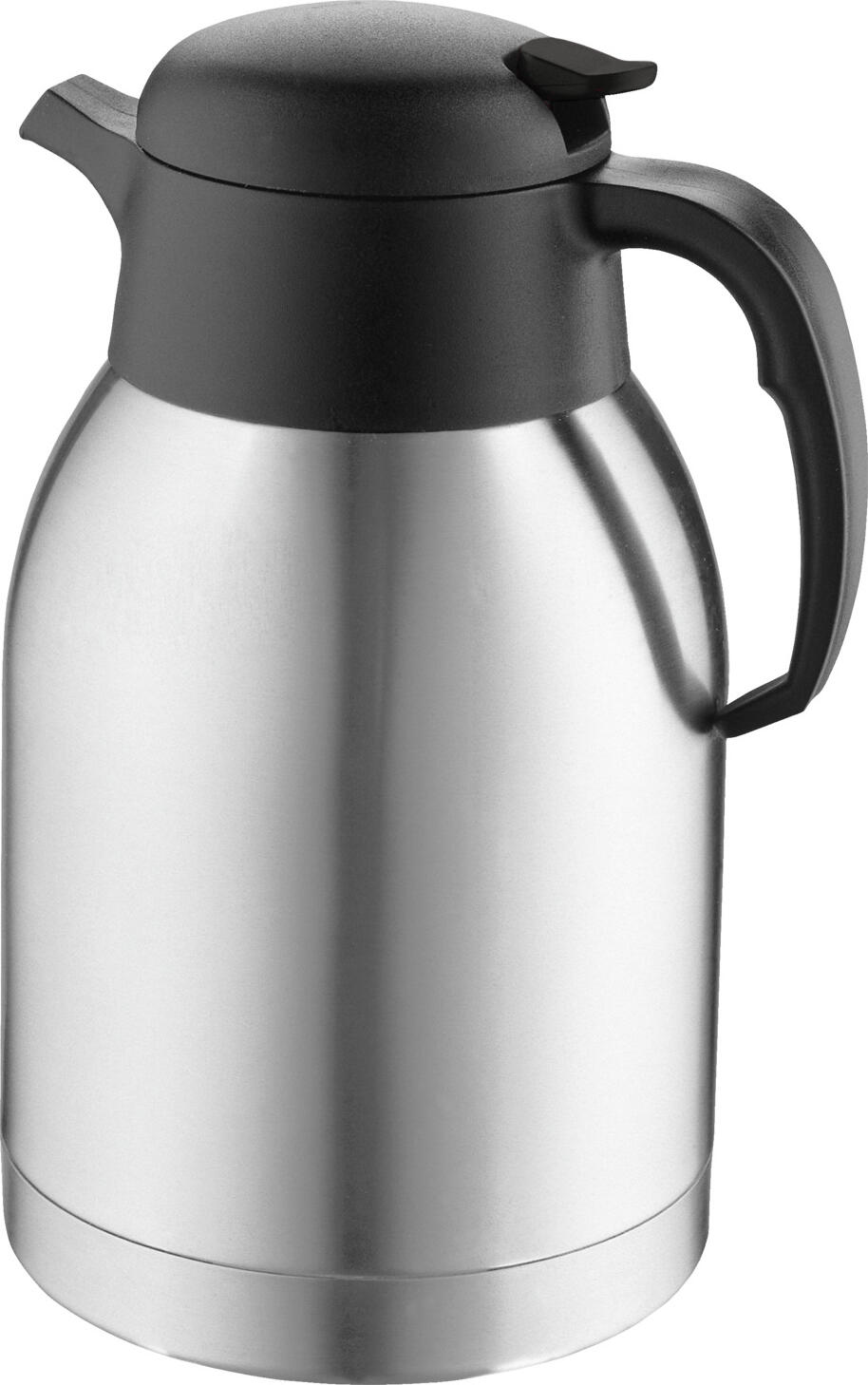 PULSIVA LUSINI Solutions GmbH Thermos flask Rita Isolierkanne Rita Thermos flask Rita; 2 l, 14.1x25.4 cm (ØxH); silver; round Isolierkanne Rita; 2 l, 14.1x25.4 cm (ØxH); silber; rund Vacuum jug made of 18/10 chrome-nickel stainless steel with double-wall insulation. With unbreakable stainless steel insert in a simple design. Practical handling by one-hand automatic. Not dishwasher safe, please rinse only with clean water. Capacity: 1 and 2 l. Isolierkanne aus Chrom-Nickel-Edelstahl 18/10 mit doppelwandiger Isolierung. Mit bruchsicherem Edelstahleinsatz in schlichtem Design. Praktische Handhabung durch Einhandautomatik. Nicht spülmaschinenfest, bitte nur mit klarem Wasser ausspülen. Fassungsvermögen: 1 und 2 l.